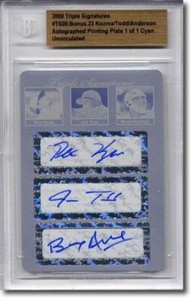 Pete KOZMA * Jess Todd * Bryan Anderson Autograph Rookie Auto Plate 1/1