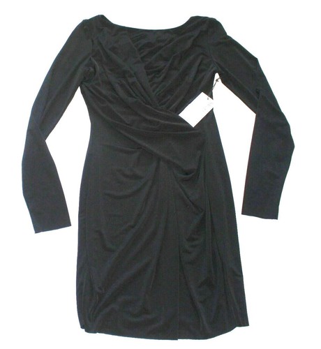 UNDERCOVER $198 Nuovo Abito BAILEY 44 Clandestino DRAPED Nero Donna Large L Poliestere L S