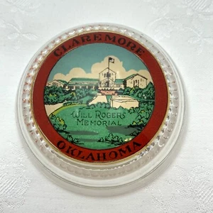 Vintage Paperweight Glass Dome Will Rogers Memorial Claremore Oklahoma Souvenir - Picture 1 of 5