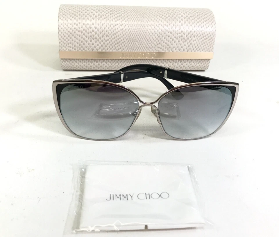 Jimmy Choo Sunglasses MATY/S 1B0FU Black Silver Cat Eye Frames with Gray Lenses - Image 1 of 4