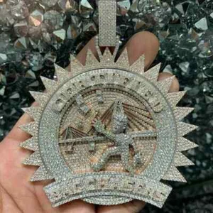 Men's Customize Pendant 14K White Gold Plated 4.50Ct Round Lab Created Diamond - Picture 1 of 7