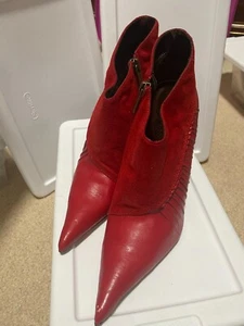 Anne Michelle Red Ankle Heel Boots Size US 7 - Picture 1 of 3