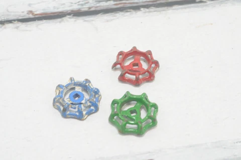 3 Vintage Water Valve Faucet Handles Knobs Steampunk Spigot Handles Hose #9 Cover