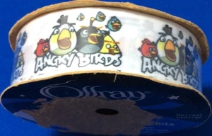 The Angry Birds theme 7/8" x 9' Feet Spooled White Ribbon Offray Brand HTF NEW - Picture 1 of 3