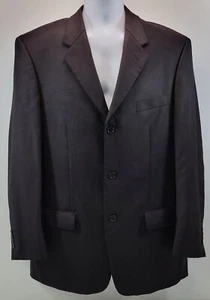 L) Men's Louis Dell'Olio Italy Wool Black Double Vent Suit Jacket 41L - Picture 1 of 11