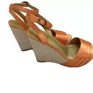 a.n.a. A New Approach Women's Wedge Orange Ankle Strap Shoes Sandles Size 7.5 - Picture 1 of 11