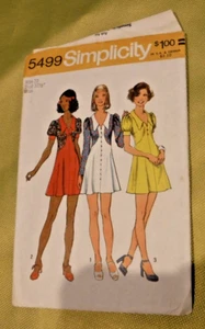 SIMPLICITY 5499 MISSES SHORT DRESS - mod 1970's vintage CUT PATTERN - Picture 1 of 2