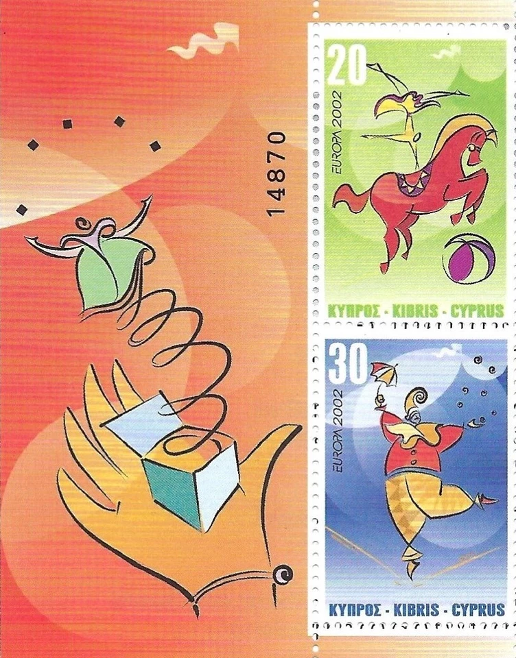 Griego Chipre 2002 Europa - El circo par unido con hoja numerada pestaña MNH Foto 1 de 1