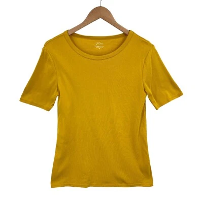 Camisa J.CREW Mujer Mediana Amarilla Algodón Manga Corta Cuello Redondo Ajuste Perfecto Camiseta Foto 1 de 4
