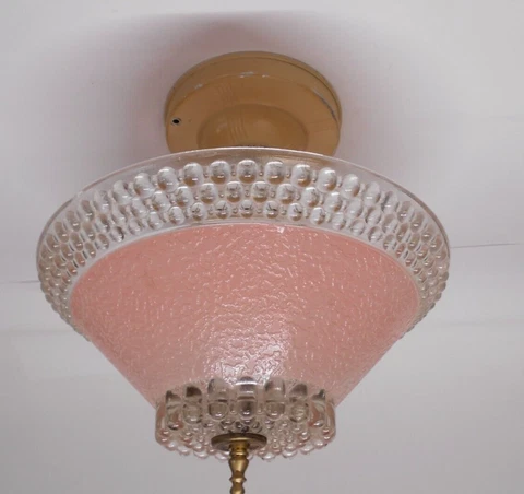 Vintage Art Deco ceiling light fixture Pink hobnail shade(DDD2) Cover