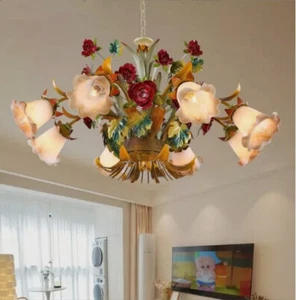 Romantic Glass Shade Flower Vinatage Chandelier Light Pendant Indoor Lighting - Picture 1 of 11
