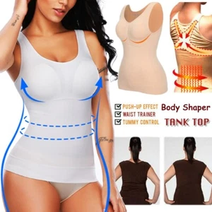US Women Compression Tummy Control Tank Tops with Built in Bra Vest Body Shaper - Picture 1 of 15