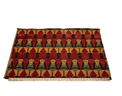 CLARENCE HOUSE SARU CINNABAR RED ANIMAL VELVET FABRIC REMNANT 26" LONG X 37"W - Image 1 of 2