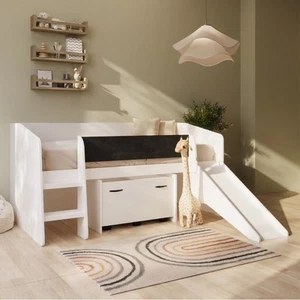 Single White Low Cabin Bed with Slide and Storage Box - Loki LOK001A - Picture 1 of 5