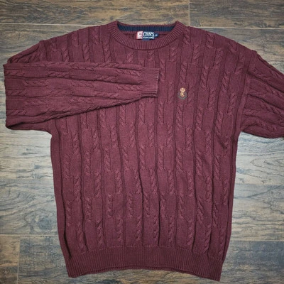 VTG. Chaps Ralph Lauren Fisherman Sweater Mens XL Red Cable Knit Crest Logo - Image 1 of 4