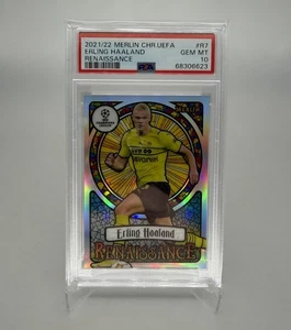 ERLING HAALAND 2021-22 Topps Merlin Chrome UCL Renaissance SSP PSA 10 GEM - Picture 1 of 2