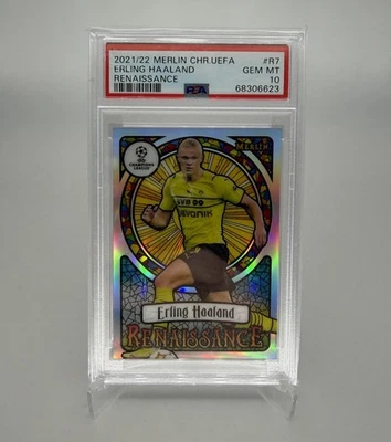 ERLING HAALAND 2021-22 Topps Merlin Chrome UCL Renaissance SSP PSA 10 GEM - Image 1 of 2
