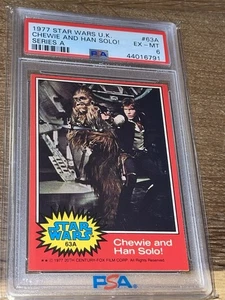 1977 STAR WARS U.K. SERIES A #63A CHEWIE AND HAN SOLO! SERIES A PSA 6 POP 1 - Picture 1 of 2