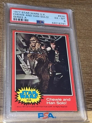1977 STAR WARS U.K. SERIES A #63A CHEWIE AND HAN SOLO! SERIES A PSA 6 POP 1 - Image 1 of 2