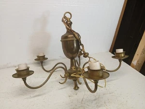 Antique 5 Arm Chandelier Candelabra Ceiling Light Fixture Deco Art Nouveau - Picture 1 of 10