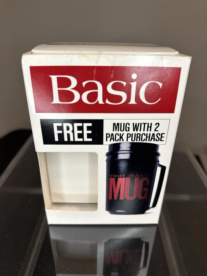 NOS 复古 1993 年基本香烟您的基本马克杯广告促销全新带盒 — 第 1/4 张图片