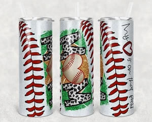 Vaso de metal delgado de 20 OZ Baseball Mom My Heart on Field con tapa y pajita - Imagen 1 de 2