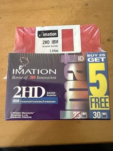 30 Pack Imation Rainbow 3.5" Floppy Diskettes IBM Formatted 1.44MB 2HD New - Afbeelding 1 van 5