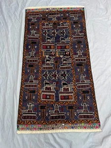 2'10x5'6 ft Vintage Afghan Baluchi War Rug Hand Knotted Wool Tribal Area Carpet - Picture 1 of 12