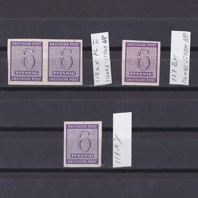 ALEMANIA 1945 zona soviética, Mi# 117, placas diferentes, firmado, MNH Foto 1 de 2