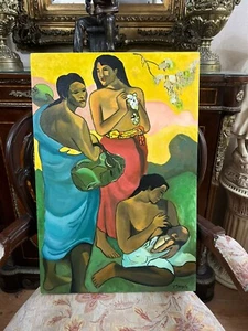 Paul Gauguin - Amazing Oil Canvas - Signed - Stamped - Picture 1 of 5