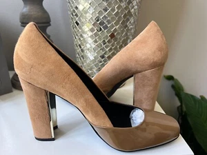 Pour La Victoire Fonta Patent Leather Suede Classics Pumps Heels Shoes 8 M - Picture 1 of 10