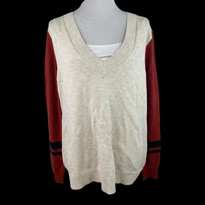 NWT Treasure & Bond Women's Colorblock V-Neck Sweater Size XXL A28 - Picture 1 of 4
