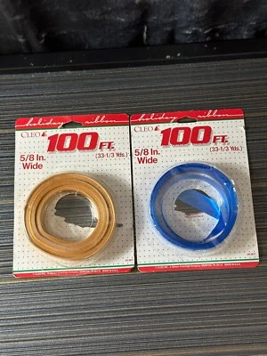 KMART RIBBON Blue Gold 5/8” Wide Partially Used 2 Rolls Vintage 1980s? K-Mart - Image 1 of 4