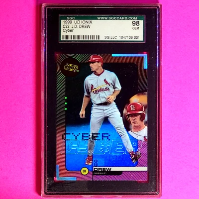 1999 Upper Deck Ionix, Cyber #C22 J D Drew Rare Rookie Year SGC 98 Gem Mint JD - Image 1 of 2
