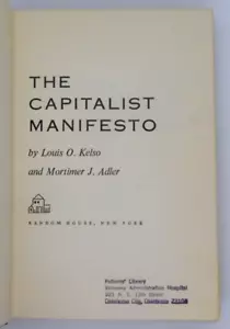 Book The Capitalist Manifesto Louis Kelso Mortimer Adler 1958 Random House HB - Picture 1 of 3