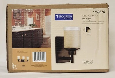 Progress Lighting P2914-20 Alexa Collection Vanity Antique Bronze Etched Glass - Image 1 of 2