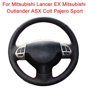 Hand-stitched Black Leather Car Steering Wheel Cover For Mitsubishi Lancer EX 10 - Picture 1 of 8
