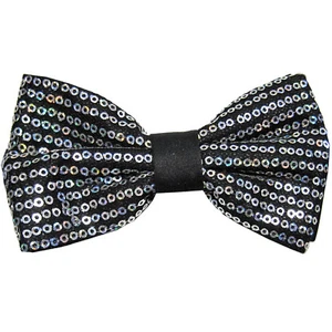  New formal Men's micro fiber pretied bow tie sequins silver wedding prom  - Imagen 1 de 3