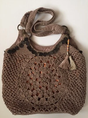 The Sak Tan Macrame Burnt Orange Sequin Beaded Handbag - Image 1 of 4