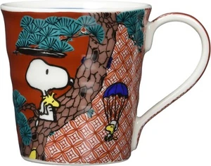 "PEANUTS" Snoopy Kutani-yaki mug red pattern from japan - Picture 1 of 2