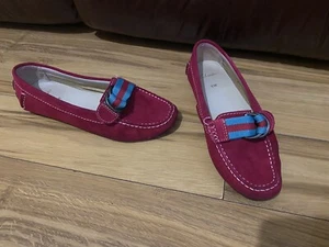 Clarks wine Suede Buckle Moccasin Slippers UK 6W VGC - Picture 1 of 16
