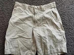 Banana Republic Shorts Vintage Straight Mens Size 32 Beige Pinstripe Flat Front - Picture 1 of 4