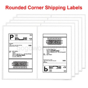 8.5"x5.5" Shipping Labels Rounded Corner Self Adhesive 2 Per Sheet Laser/Inkjet - Picture 1 of 7