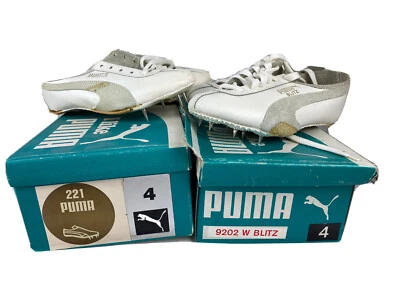 Zapatos de Pista Juveniles PUMA De Colección Talla 4 Lote 2 Pares Nuevos Niños Picos Blancos Años 70 Foto 1 de 4