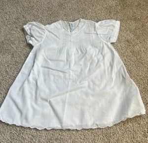 Vintage Pemae White Handmade Embroidered Baby Dress Size 6 Months - Picture 1 of 8