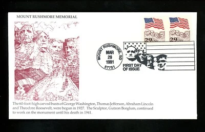 US FDC #2523 KMC Venture 1991 Mount Rushmore SD Monument Presidents  - Image 1 of 2
