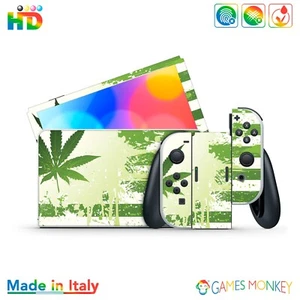 GamesMonkey® - Skin kompatibel Nintendo Switch OLED CLASSIC D13 Cannabis Flagge - Picture 1 of 7