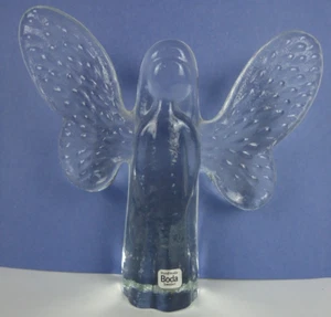 Estatuilla de ángel de vidrio texturizado transparente brillante UV Kosta Boda de colección diseño sueco 5 pulgadas - Imagen 1 de 8