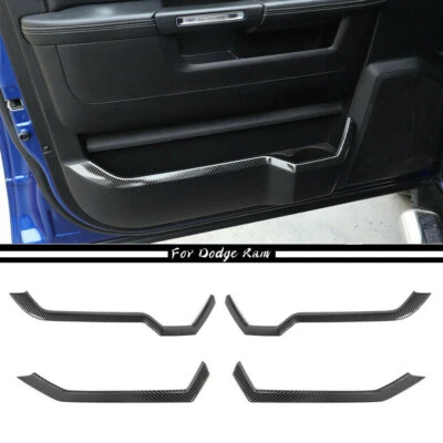 Carbon Fiber Front/ Rear Door Storage Box Trim Cover For Dodge RAM 1500 2010-17  Foto 1 de 4