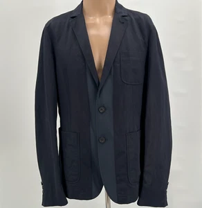 Blazer Allsaints Lanier uomo 40 blu navy giapponese tessuto misto lino polsino chirurgico nuovo con etichette - Foto 1 di 24